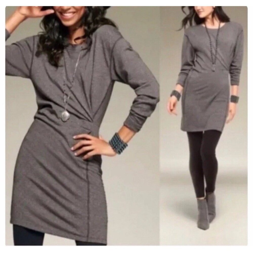 Cabi 3650 Put On Dress XS Gray Sweatshirt Gathered Waist Stretch Pullover‎ 85